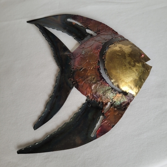 Vintage Brutalist MCM Metal Fish Wall Decor in the Style of Curtis Jere - Picture 12 of 12
